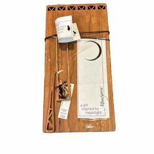 MoonSpoon Butter Cheese Board & Knife Reticulated Cherry Wood Hand Made USA